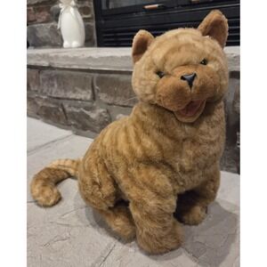 FOLKTAILS PLUSH Yellow Tabby Cat Stuffed Hand PUPPET 18" Tall